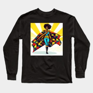 African Queen, Afro Superhero, Female Warrior, Black History Long Sleeve T-Shirt